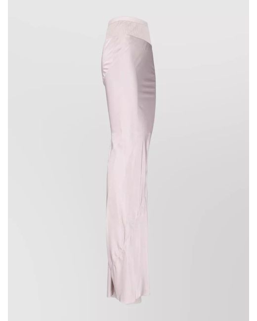 Rick Owens Pink High Waist Midi Skirt Side Slit