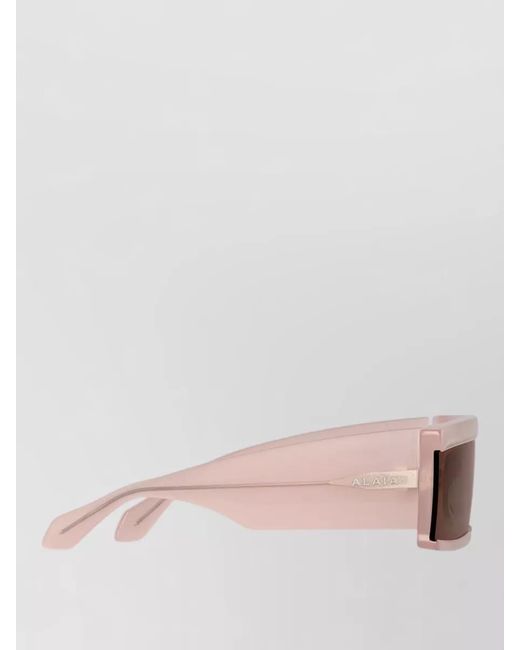 Alaïa Brown Rectangular Mask Sunglasses High Coverage Design