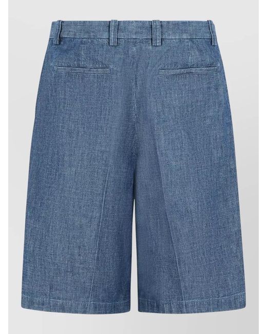 Jil Sander Blue Cotton Bermuda Shorts for men