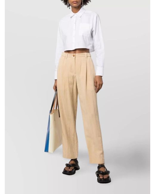 KENZO Natural High-Rise Wide-Leg Straight Trousers