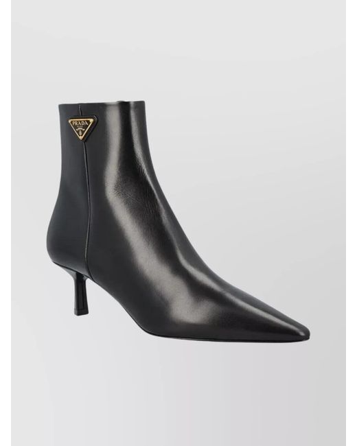 Prada Black Leather Ankle Boots