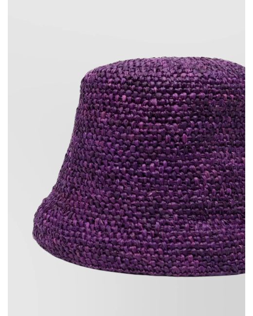 Jacquemus Purple Woven Raffia Bucket Hat