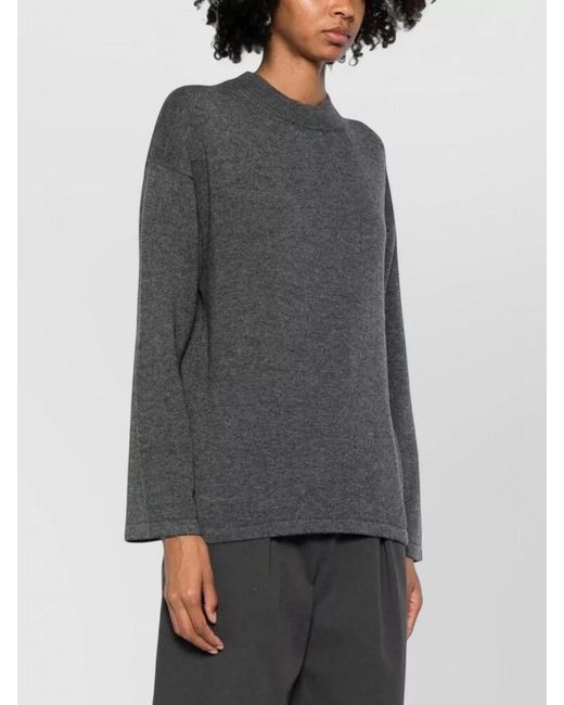 Max Mara Gray Cashmere Wool Crew Neck Long Sleeve Sweater