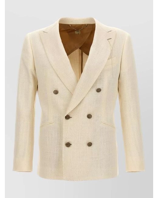 Maurizio Miri Natural Silk Blend Double-Breasted Blazer for men