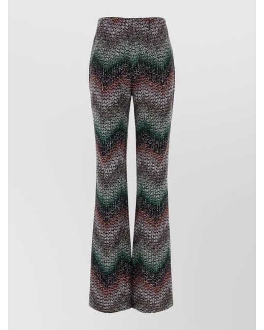 Missoni Gray Viscose Blend Flared Trousers Elastic Waistband