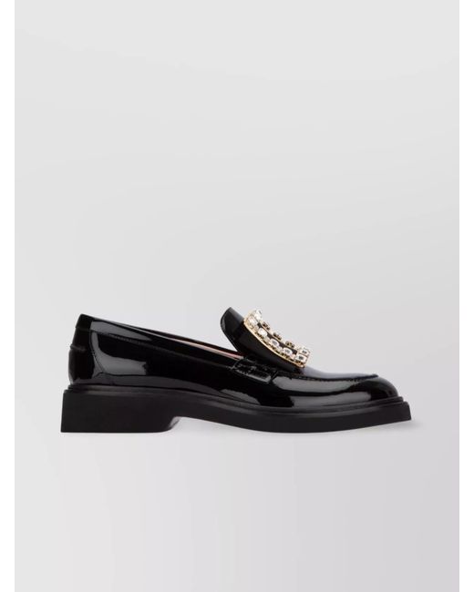 Roger Vivier Black Strass Buc Loafer 25 With Embellished Buckle