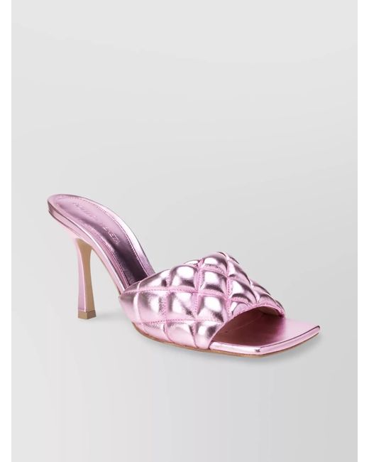 Bottega Veneta Pink Lamb Leather Quilted Sandals