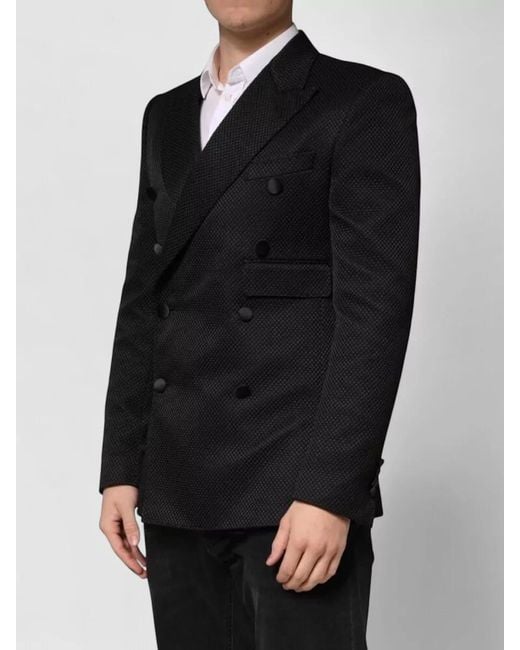 Dolce & Gabbana Black Cotton Double Breasted Blazer Two Buttons for men