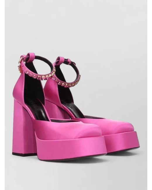 Versace Pink Satin Platform Sandals