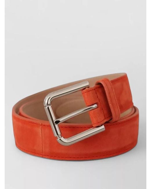 Dolce & Gabbana Red Suede Leather Belt Logo Buckle