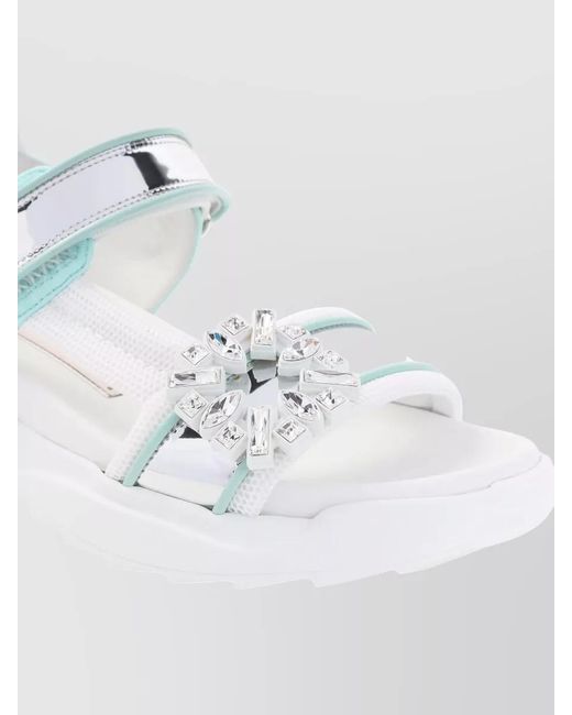 Roger Vivier White Viv On The Run Mesh Strap Sandals