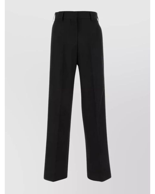 Palm Angels Black Wool Blend Mid-Rise Straight-Leg Trousers