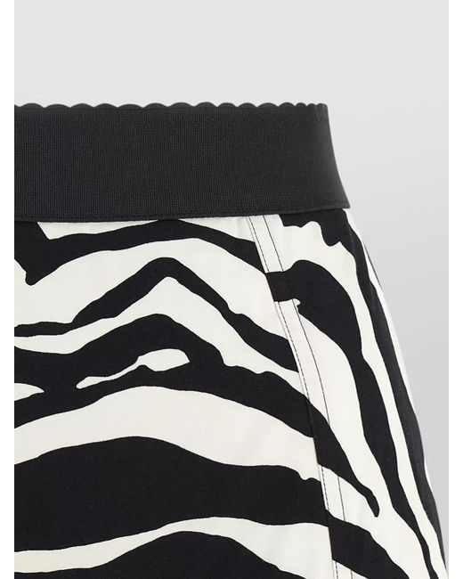 Dolce & Gabbana Black High Waist Zebra Print Fitted Shorts