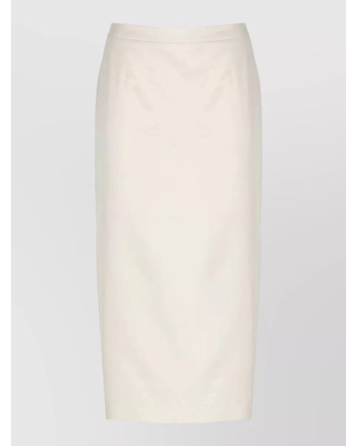 PT Torino White High Waisted Midi Skirt Cotton Blend