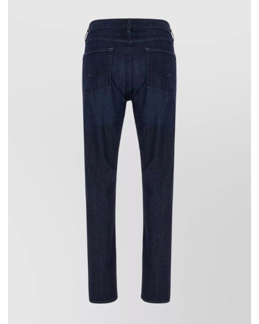 7 For All Mankind Blue Denim Straight-Leg Trousers for men