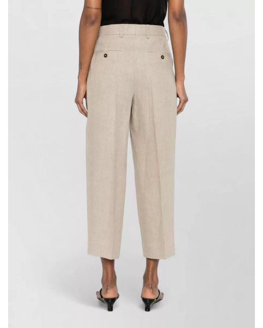 Totême Natural Linen Tailored Trousers Belt Loops Pleats
