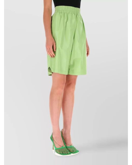Bottega Veneta Green Lamb Leather Knee-Length Shorts