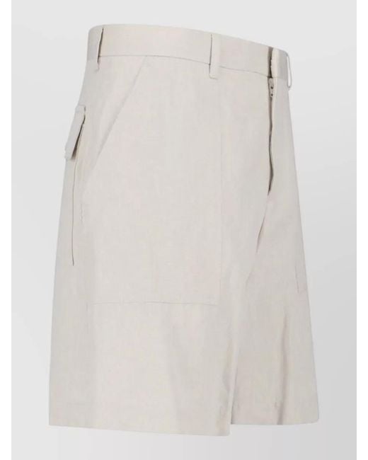 Lardini White Tailored Shorts Featuring Belt Loops Buttoned Pockets for men