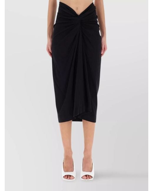 Dries Van Noten Black Cotton Draped Skirt