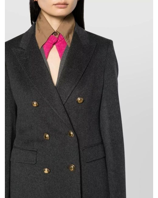 Tagliatore Black Wool Cashmere Double Breasted Coat