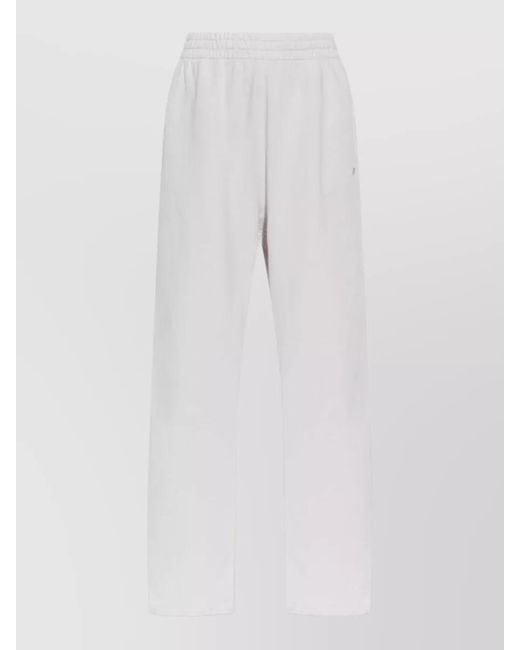 DIESEL White Cotton Lounge Pants Wide Leg Style