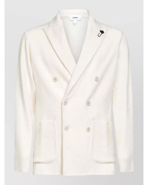 Lardini Natural Double Breasted Virgin Wool Coat for men
