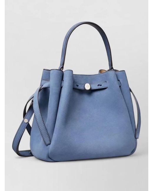 Tory Burch Blue Romy Nubuck Bucket Shoulder Bag