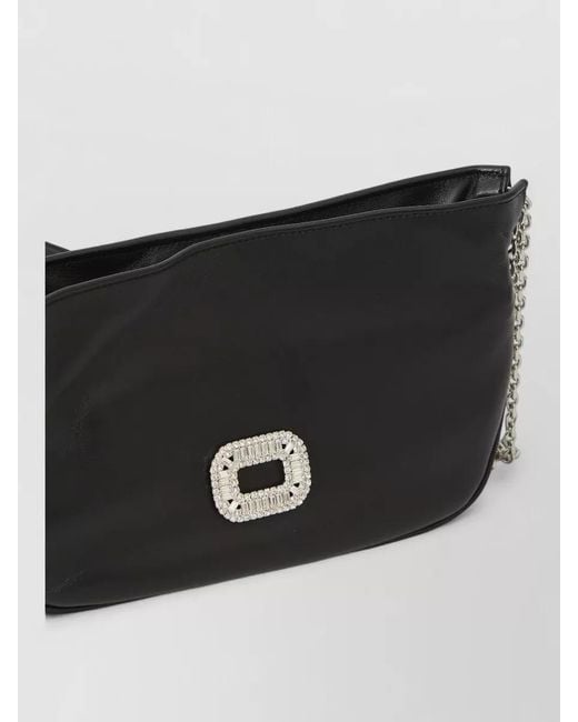 Roger Vivier Black Micro Pilgrim Leather Crossbody Chain Bag
