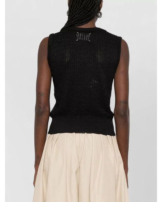 Maison Margiela Black Semi-Sheer Sleeveless Crewneck Vest