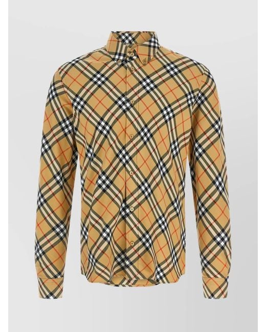 Burberry White Cotton Check Shirt for men