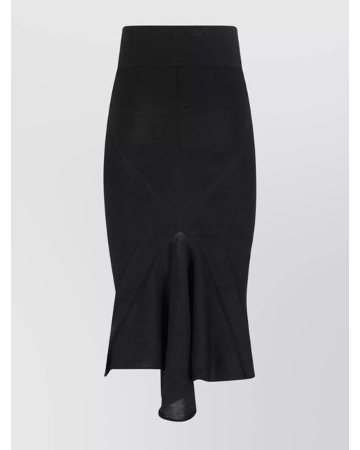 Rick Owens Black High-Waisted Flared Hem Skirt