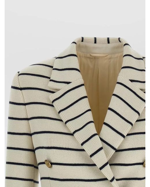 Brunello Cucinelli Gray Striped Blazer Sweater Jacket Buttons