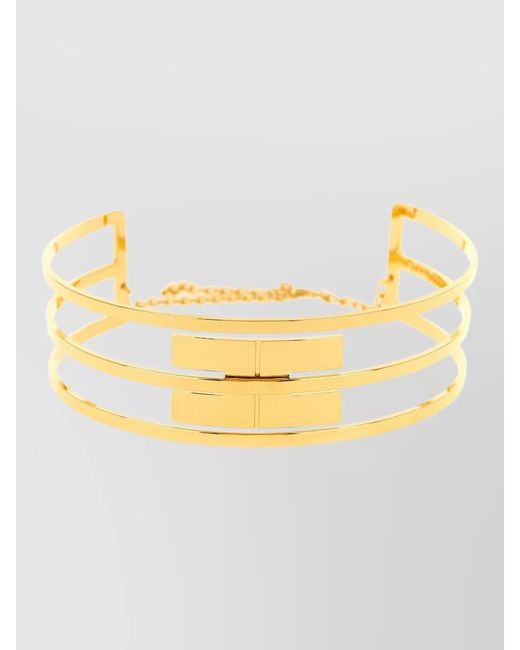 Elisabetta Franchi Metallic Logo Chain Bracelet Tone Adjustable