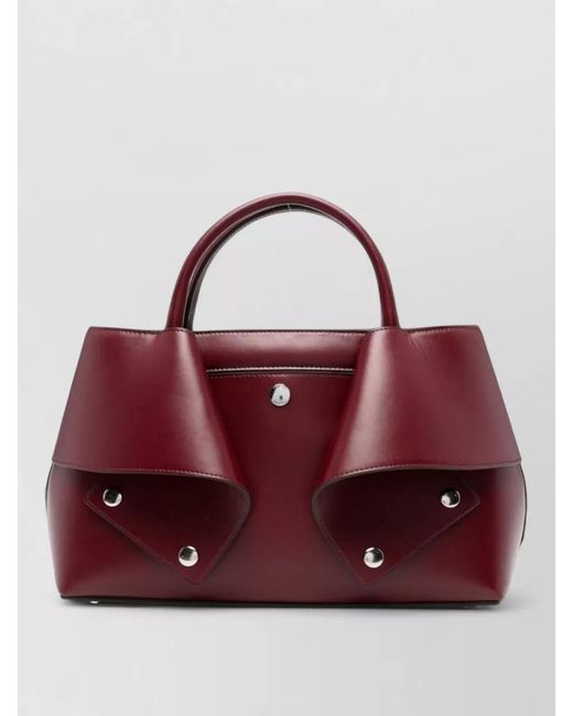 Totême Red Calf Leather Tote Bag