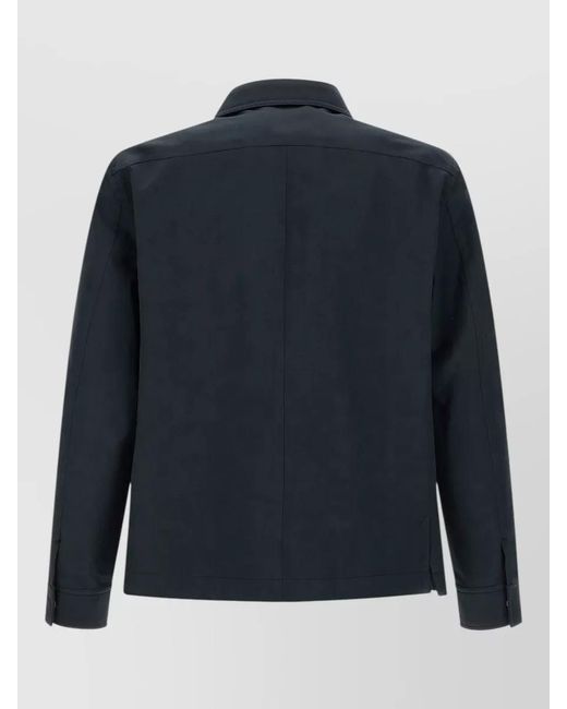Tom Ford Blue Twill Overshirt Buttoned Cuffs Flap Pockets for men