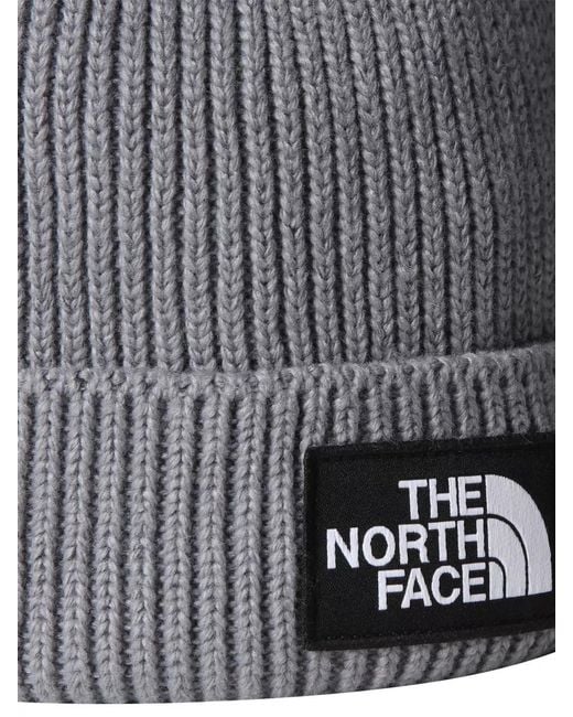 The North Face Gray Wool Beanie Ribbed Texture Folded Cuff