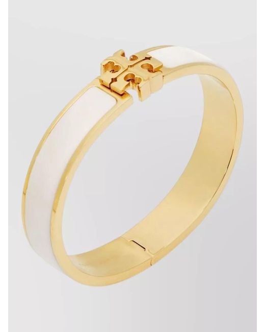 Tory Burch Metallic Kira Hinged Bracelet Tone Enamel
