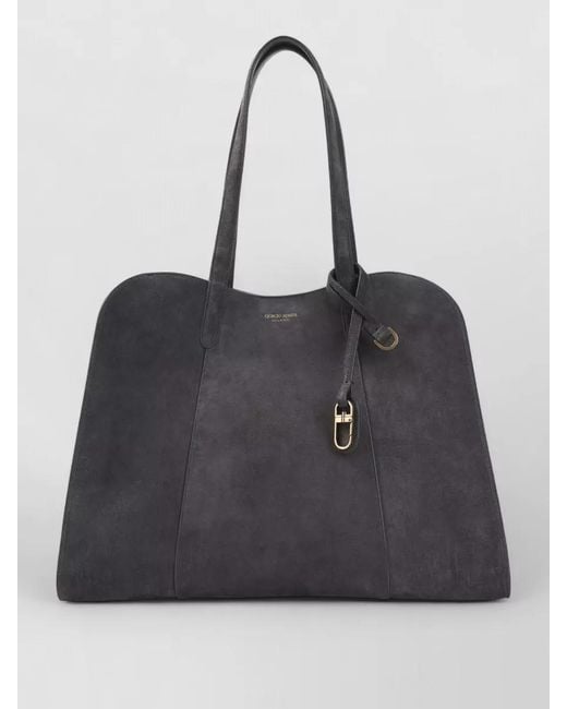 Giorgio Armani Black Armani Suede Shoulder Tote Bag Charm