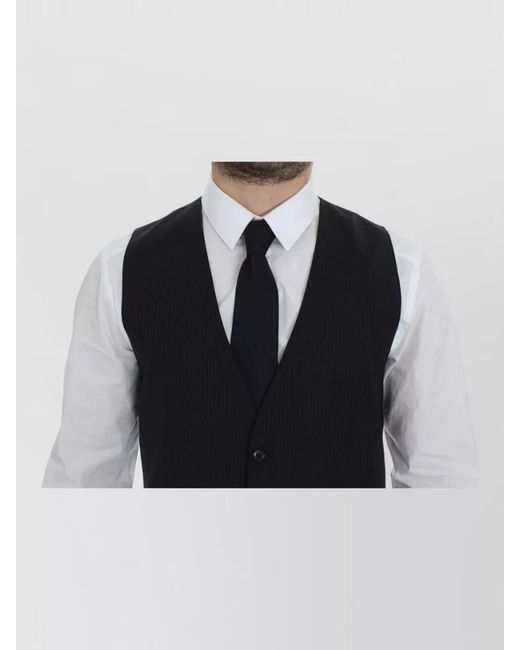 Dolce & Gabbana Blue Wool Pinstripe Slim-Fit Single-Breasted Vest for men