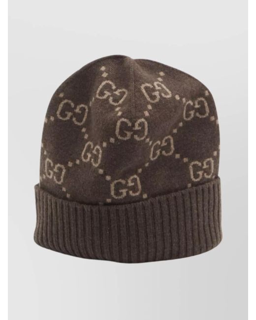 Gucci Brown Ribbed Cashmere Beanie for men