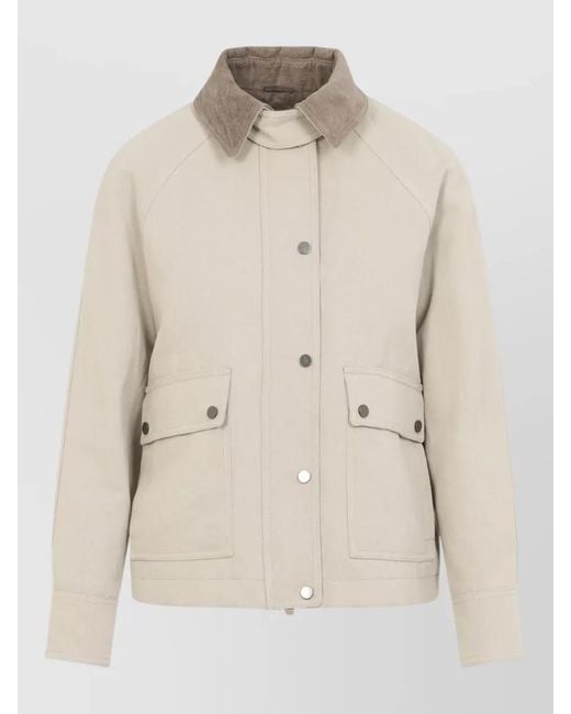 Brunello Cucinelli Natural Cotton Linen Single Breasted Coat