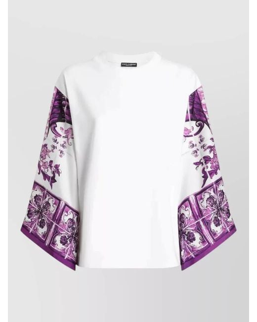 Dolce & Gabbana Pink Short Sleeve T Shirt Majolica Floral Print