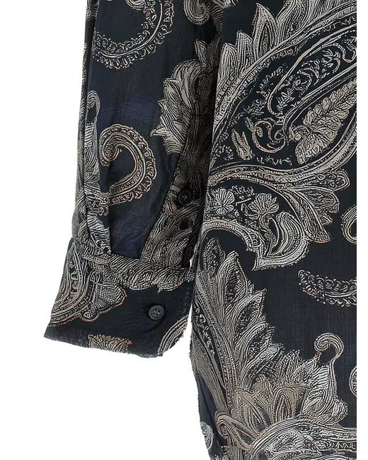 R13 Gray Paisley Print Shirt