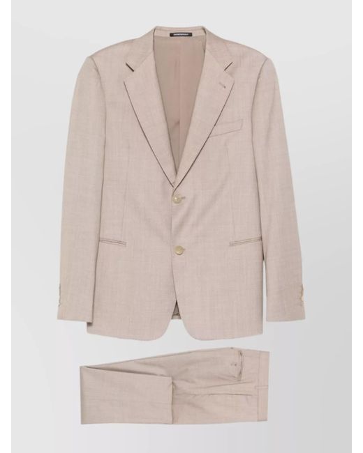 Emporio Armani Natural Tailored Single-Breasted Suit Featuring Pockets for men
