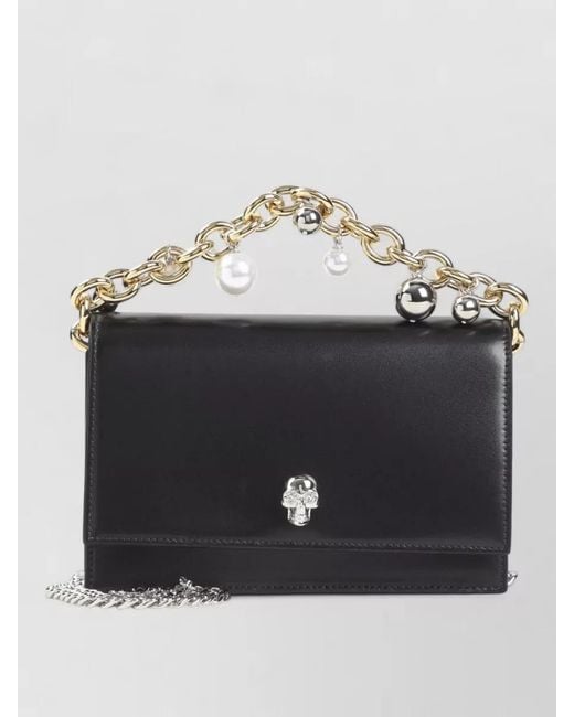 McQueen Black Skull Small Leather Clutch Bag