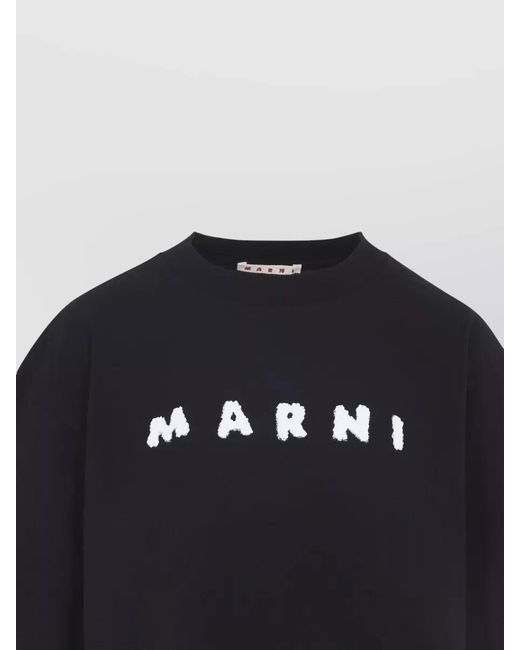 Marni Blue Cotton Oversized Logo-Print T-Shirt