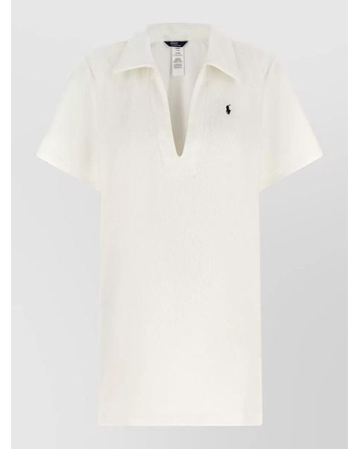 Polo Ralph Lauren White Terry Cloth Dress Short Sleeves Collar