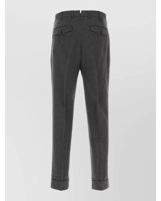 PT Torino Gray Tailored Cotton Blend Pants Pleats Cuffs Pockets for men