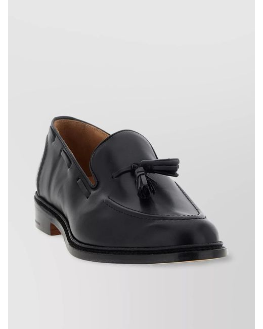 Tricker's Black Leather Tassel Loafers for men