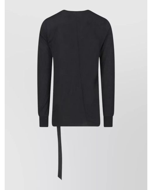 Rick Owens Blue Crew Neck Long Sleeve T Shirt Tie Detail for men